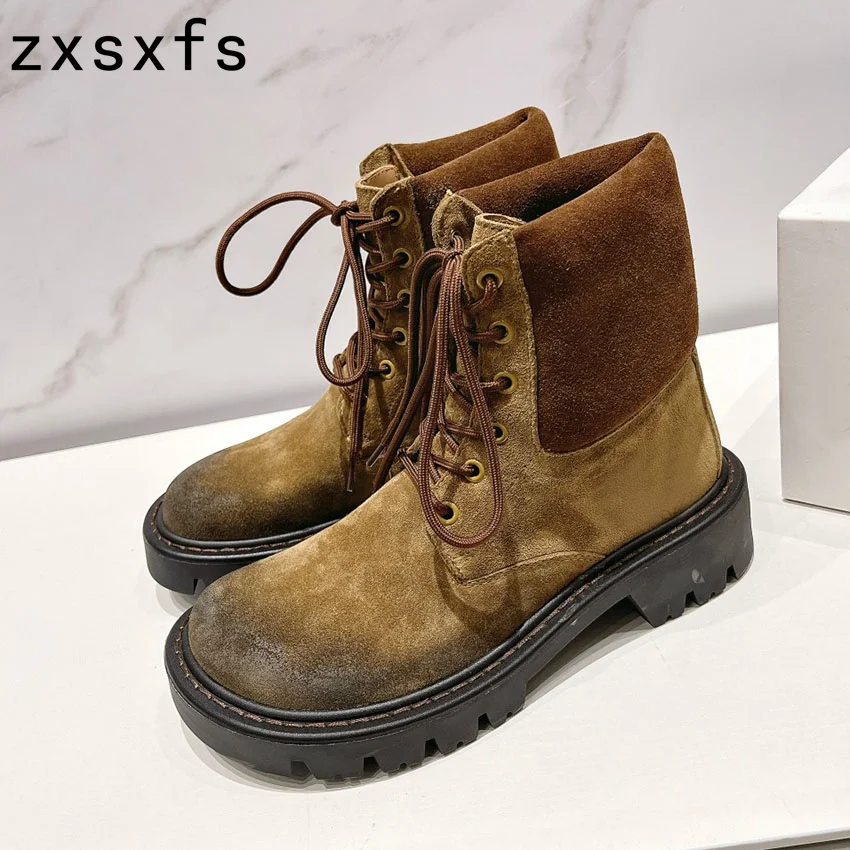Retro Lace Up Suede Leather Ankle Boots For Women Square Heel Winter Shoes Ladies Platform Wester Style Motorcycle Boots Women
Retro Lace Up Suede Leather Ankle Boots For Women Square Heel Winter Shoes Ladies Platform Wester Style Motorcycle Boots Women