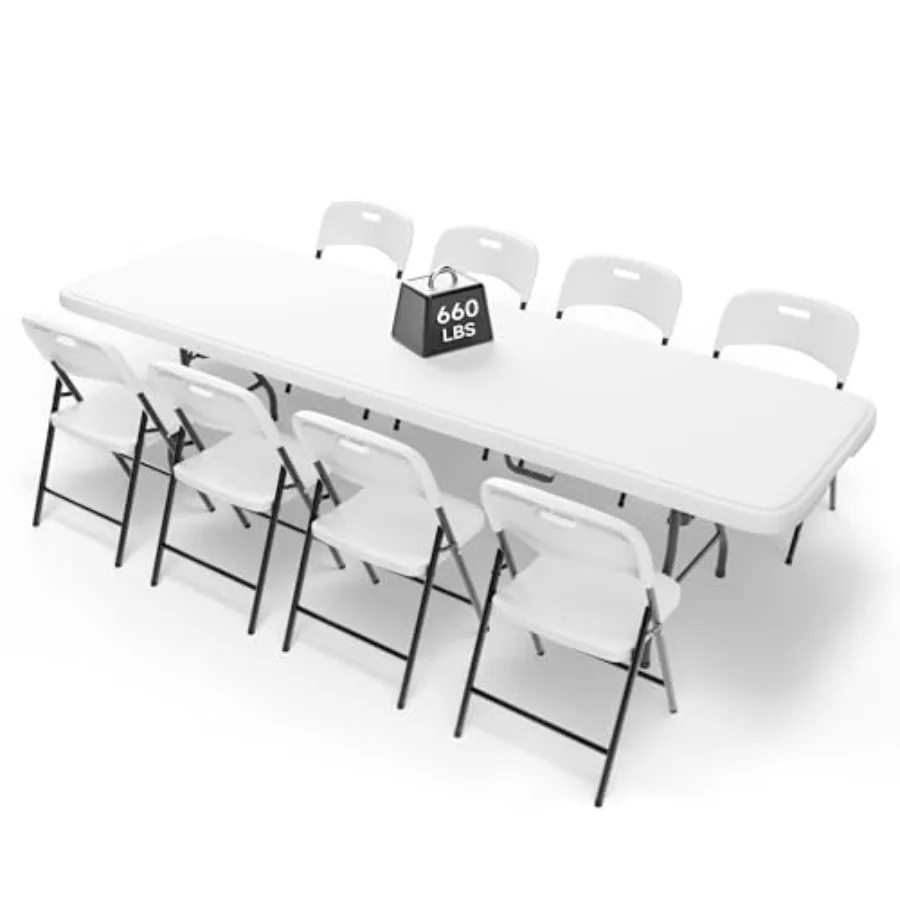 Feet Folding Table Set with Folding, Heavy Duty 0 lbs Table and 00 lbs, Portable Folding Furniture Bundle for Camping, Party, I
Feet Folding Table Set with Folding, Heavy Duty 0 lbs Table and 00 lbs, Portable Folding Furniture Bundle for Camping, Party, I