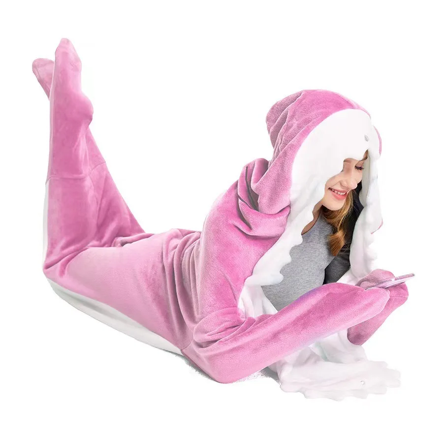 Wearable Shark Design Cartoon Sleepwear Adult Hooded Fleece Blanket Loose Romper Pajamas Comfortable Winter Nightgown Robe
Wearable Shark Design Cartoon Sleepwear Adult Hooded Fleece Blanket Loose Romper Pajamas Comfortable Winter Nightgown Robe