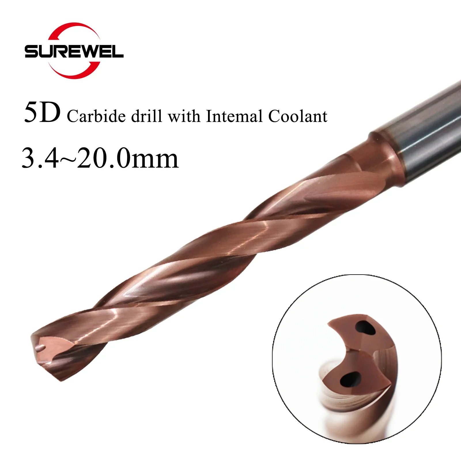 CNC 5D Dia.3.4-20mm Solid Carbide Drill DIN6535HA Coating With Coolant Drill Bit Wide Variety Of Material Alloy Stainless Steel
CNC 5D Dia.3.4-20mm Solid Carbide Drill DIN6535HA Coating With Coolant Drill Bit Wide Variety Of Material Alloy Stainless Steel