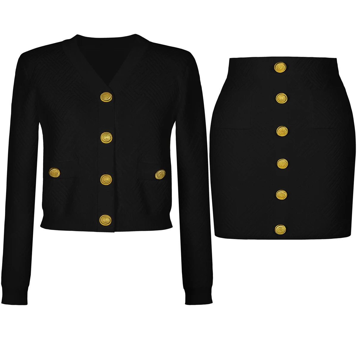 High Quality Autumn New Fashion Knitted Button V-neck Long Sleeved Cardigan Single Breasted Short Skirt Slim Fit Women's Suit
High Quality Autumn New Fashion Knitted Button V-neck Long Sleeved Cardigan Single Breasted Short Skirt Slim Fit Women's Suit