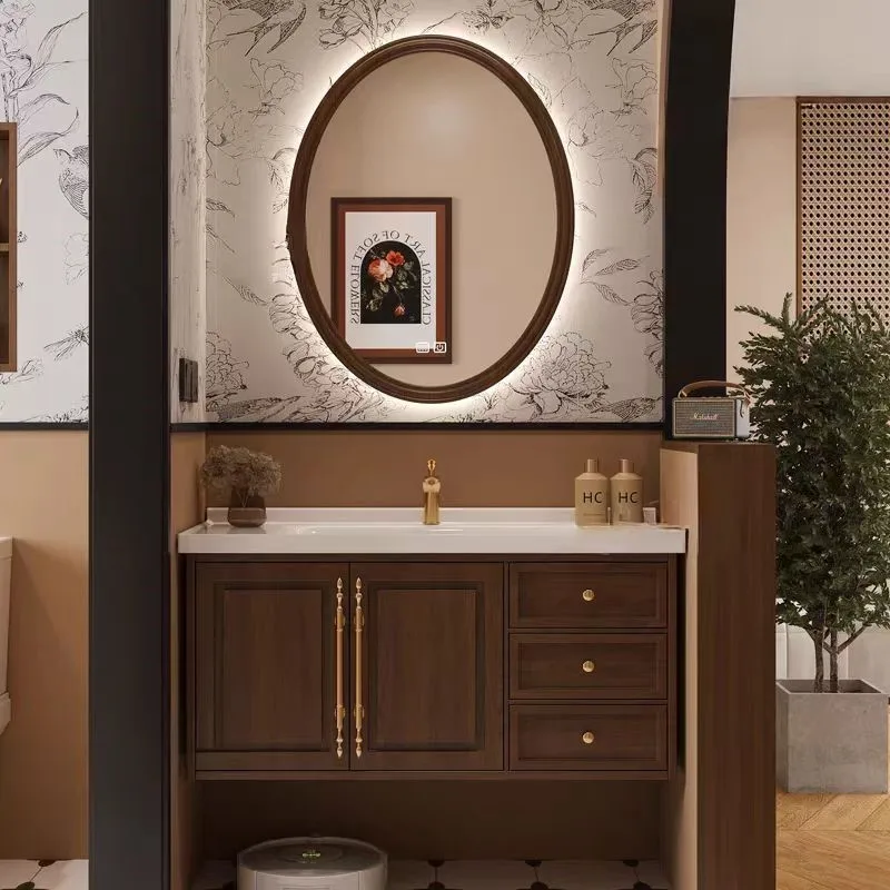Medieval French retro oak waterproof paint ceramic basin integrated basin washbasin bathroom cabinet combination
Medieval French retro oak waterproof paint ceramic basin integrated basin washbasin bathroom cabinet combination