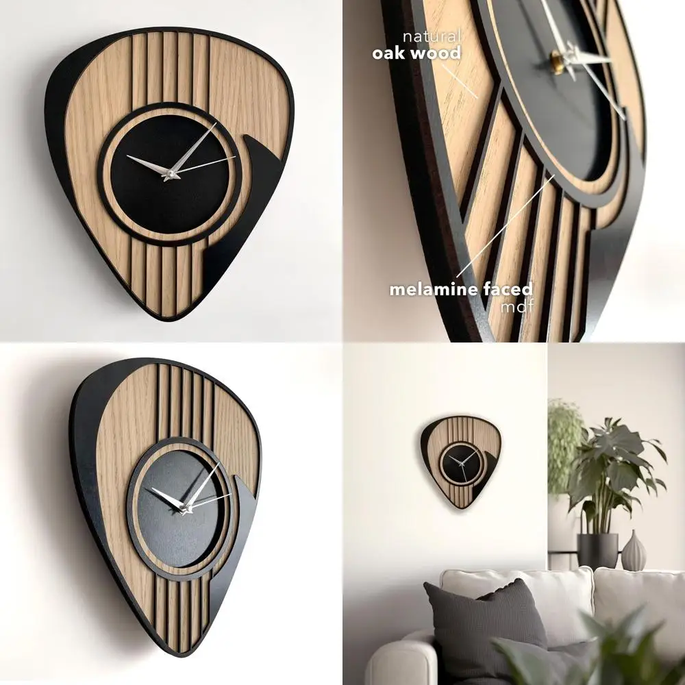 12.7x11 Wooden Guitar Wall Clock - Unique Music Room Gift for Men, Man Cave Decor, Black & Natural
12.7x11 Wooden Guitar Wall Clock - Unique Music Room Gift for Men, Man Cave Decor, Black & Natural