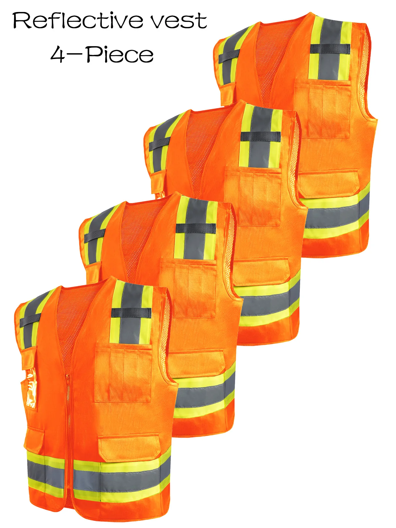 4 Pack Reflective Safety Vests for Men Women High Visibility Vest with Pockets Mesh Fabric Construction Safety Apparel Vest for Work
4 Pack Reflective Safety Vests for Men Women High Visibility Vest with Pockets Mesh Fabric Construction Safety Apparel Vest for Work