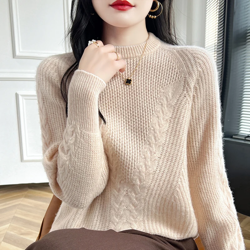 Autumn and Winter New Women's Sweater 100% Merino Wool Sweater Cashmere O-Neck Solid Color Thick Knitted Loose Fashion Top
Autumn and Winter New Women's Sweater 100% Merino Wool Sweater Cashmere O-Neck Solid Color Thick Knitted Loose Fashion Top