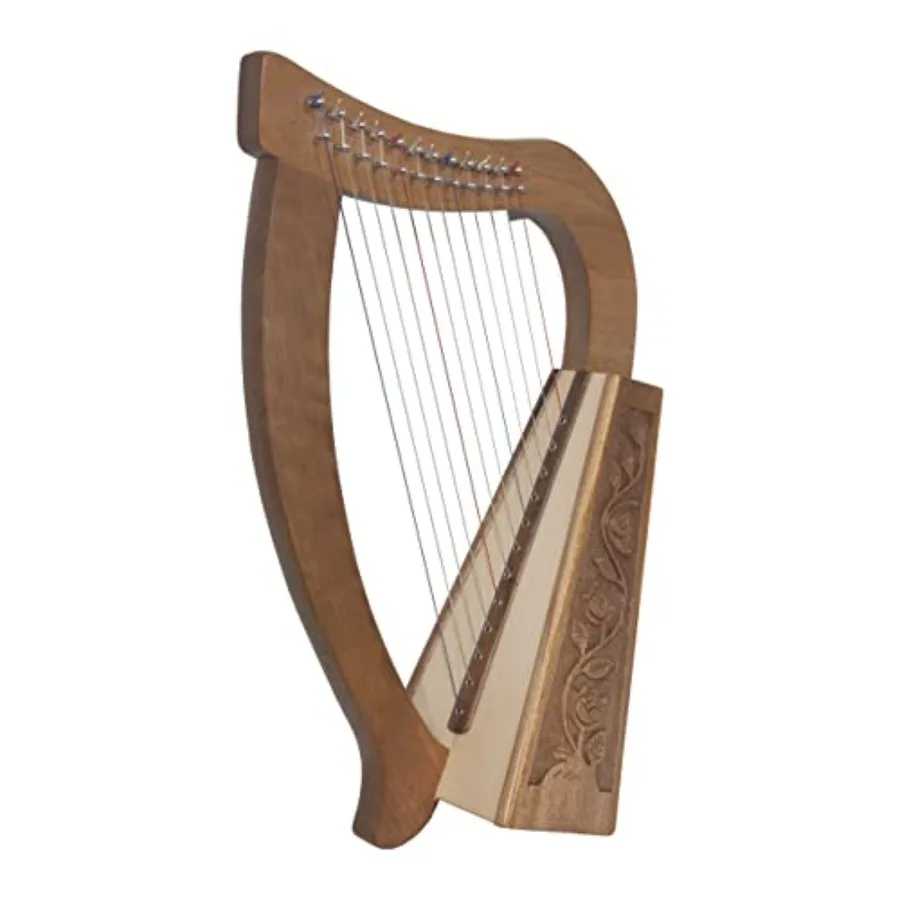Baby Harp 12 String Walnut with Extra String Set and Tuning Tool for Portable Music Enjoyment