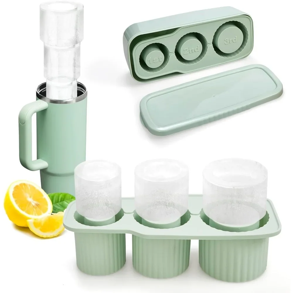 Ice cube tray for 30-ounce glasses, 3 hollow cylindrical silicone molds with lids and containers, perfect for frozen drinks
Ice cube tray for 30-ounce glasses, 3 hollow cylindrical silicone molds with lids and containers, perfect for frozen drinks