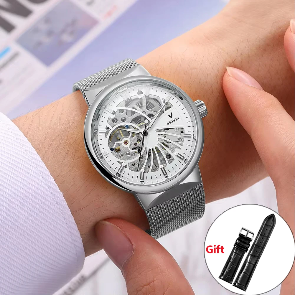 SKROX Designer Luxury Vintage Man Watches High-end Steel Skeleton Ultra Thin Men's Mechancical Mesh strap Manual Movement Clock
SKROX Designer Luxury Vintage Man Watches High-end Steel Skeleton Ultra Thin Men's Mechancical Mesh strap Manual Movement Clock