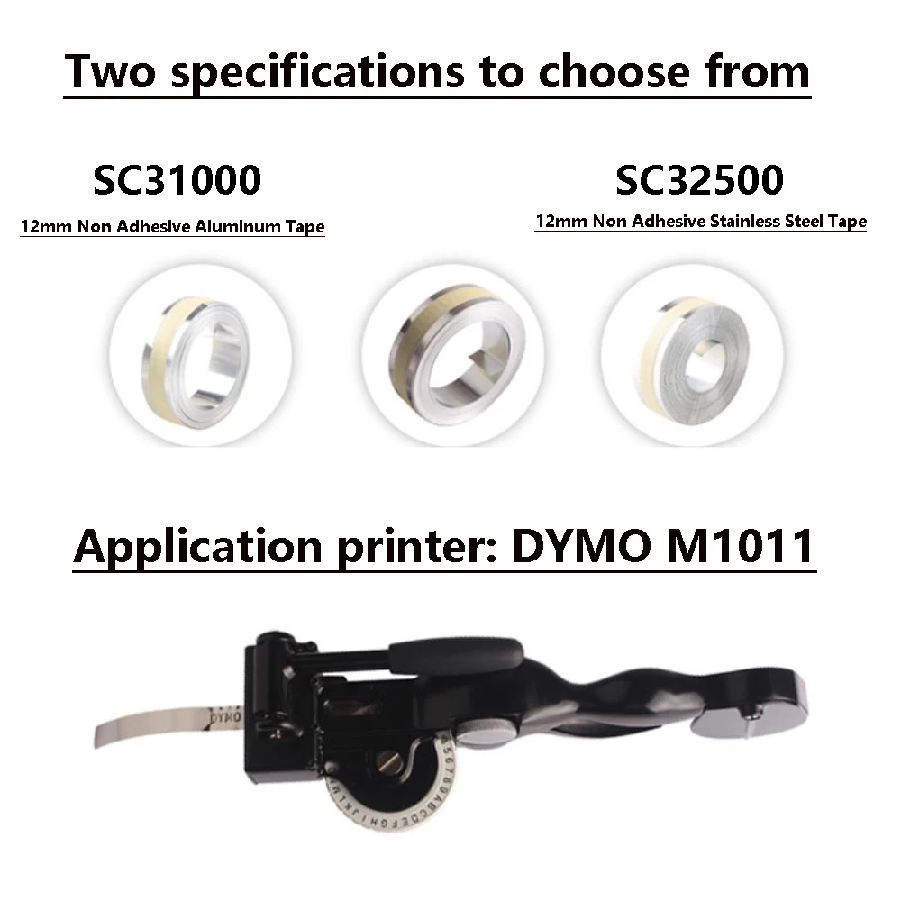 Ink Ribbon SC31000 SC35800 Metalic Embossing Tapes Metal Tapes 12mm Non Adhesive Aluminum Tape For DYMO M1011 Cable Marking
Ink Ribbon SC31000 SC35800 Metalic Embossing Tapes Metal Tapes 12mm Non Adhesive Aluminum Tape For DYMO M1011 Cable Marking