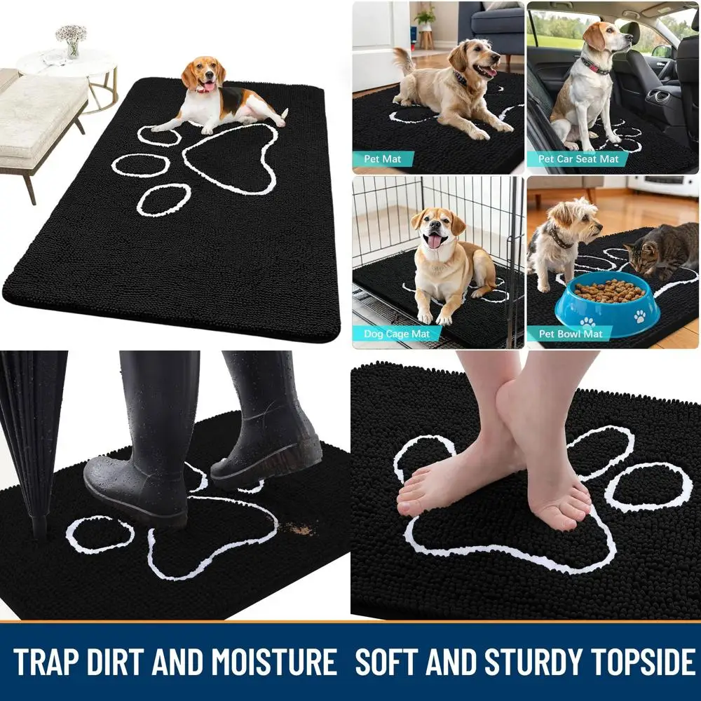 Mud-Resistant Dog Door Mat, 59x35, Paw Print, Absorbent, Non-Slip, Washable, Quick-Dry Chenille for Indoor Entryway
Mud-Resistant Dog Door Mat, 59x35, Paw Print, Absorbent, Non-Slip, Washable, Quick-Dry Chenille for Indoor Entryway