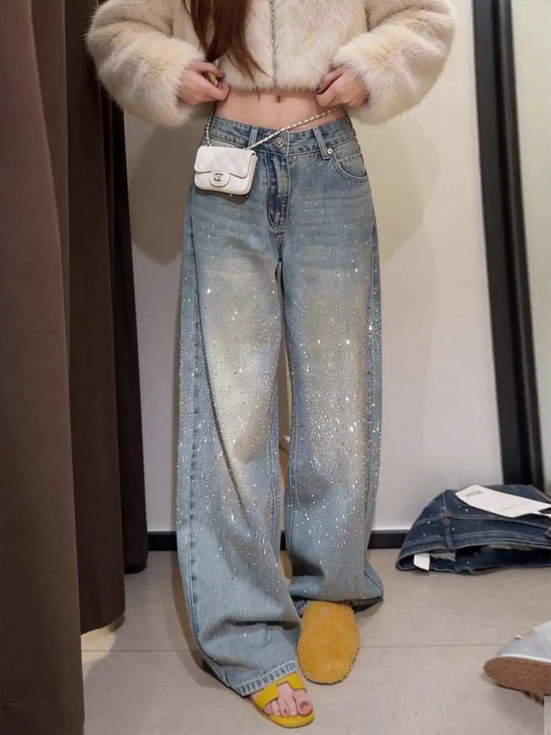 Star River Rhinestone Wide Leg High Waist Slimming Jeans for Women Spring 2026 Trendy Casual Loose Fit Denim Pants
Star River Rhinestone Wide Leg High Waist Slimming Jeans for Women Spring 2026 Trendy Casual Loose Fit Denim Pants