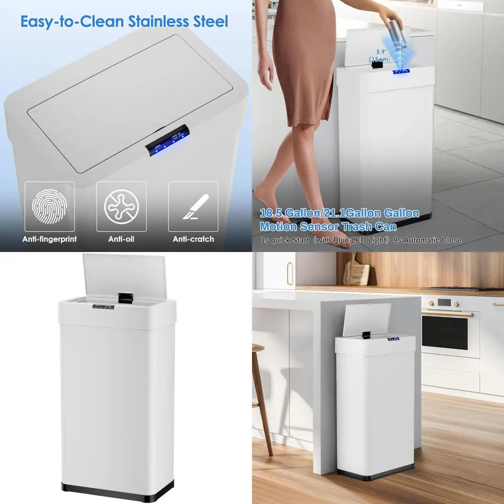 Automatic Touchless Trash Can with Soft-Closing Lid, Bag Holder, and Light for Kitchen or Living Room (21.1 Gal, White)
Automatic Touchless Trash Can with Soft-Closing Lid, Bag Holder, and Light for Kitchen or Living Room (21.1 Gal, White)