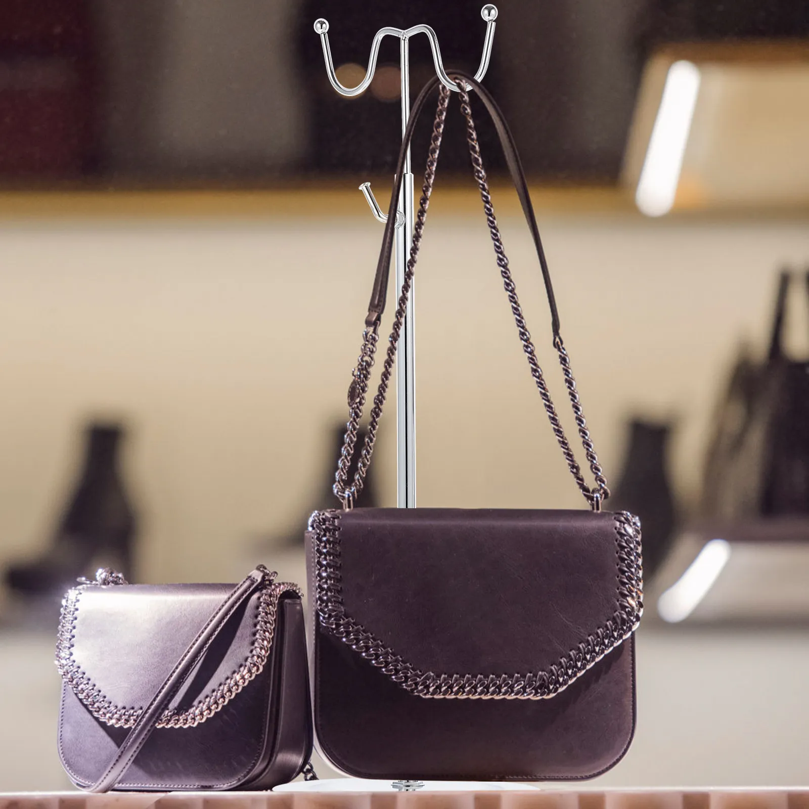 Adjustable Height Dual-Hook Stainless Steel Bag Display Rack Handbag Display Stand Tabletop Hanging Holder Shop Retail
Adjustable Height Dual-Hook Stainless Steel Bag Display Rack Handbag Display Stand Tabletop Hanging Holder Shop Retail