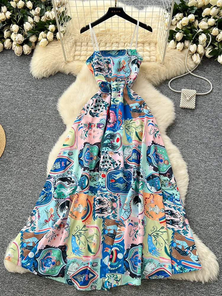 Women's Summer Dress European Style Graffiti Printed Square Collar Waist Cinching Slimming High-end Chic Vestidos DS158
Women's Summer Dress European Style Graffiti Printed Square Collar Waist Cinching Slimming High-end Chic Vestidos DS158