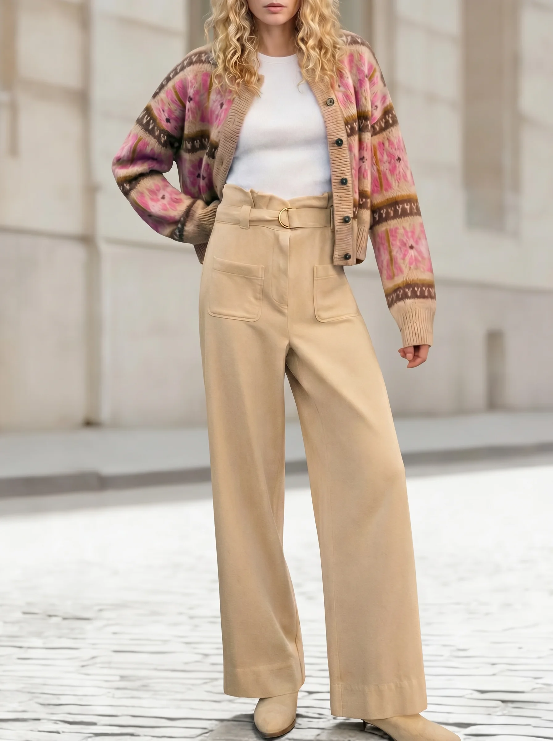 Casual Style Women Summer High Waist D Ring Belt Patch Pocket Wide Leg Long Pants
Casual Style Women Summer High Waist D Ring Belt Patch Pocket Wide Leg Long Pants