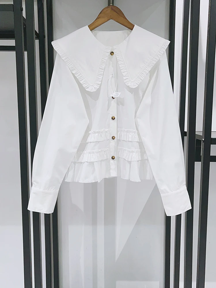 Sweet Style Cotton Blend Shirt with Ruffle Design Slim Fit Doll Collar Spring 2026 Ladies Fashion Soft Cotton Long Sleeve Top
Sweet Style Cotton Blend Shirt with Ruffle Design Slim Fit Doll Collar Spring 2026 Ladies Fashion Soft Cotton Long Sleeve Top