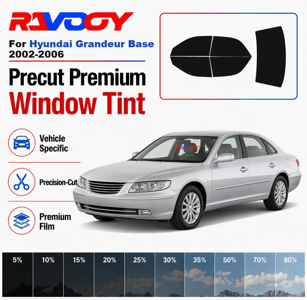 Premium Precut Window Tint Kit Front Windows Rear Windows Rear Windshield For Hyundai Grandeur Base 2002-2006 Nano Ceramic Film
Premium Precut Window Tint Kit Front Windows Rear Windows Rear Windshield For Hyundai Grandeur Base 2002-2006 Nano Ceramic Film