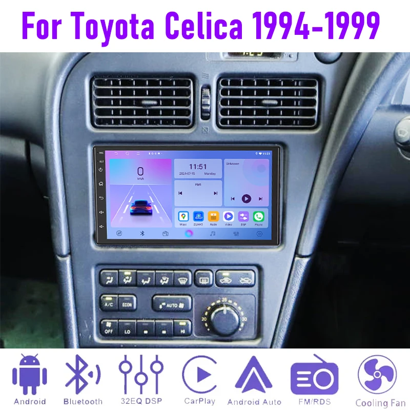7'' 4+64GB For Toyota Celica 1994-1999 Car Radio Android 15 Auto Support Wireless Apple Carplay Google Map Rear Camera GPS FM
7'' 4+64GB For Toyota Celica 1994-1999 Car Radio Android 15 Auto Support Wireless Apple Carplay Google Map Rear Camera GPS FM