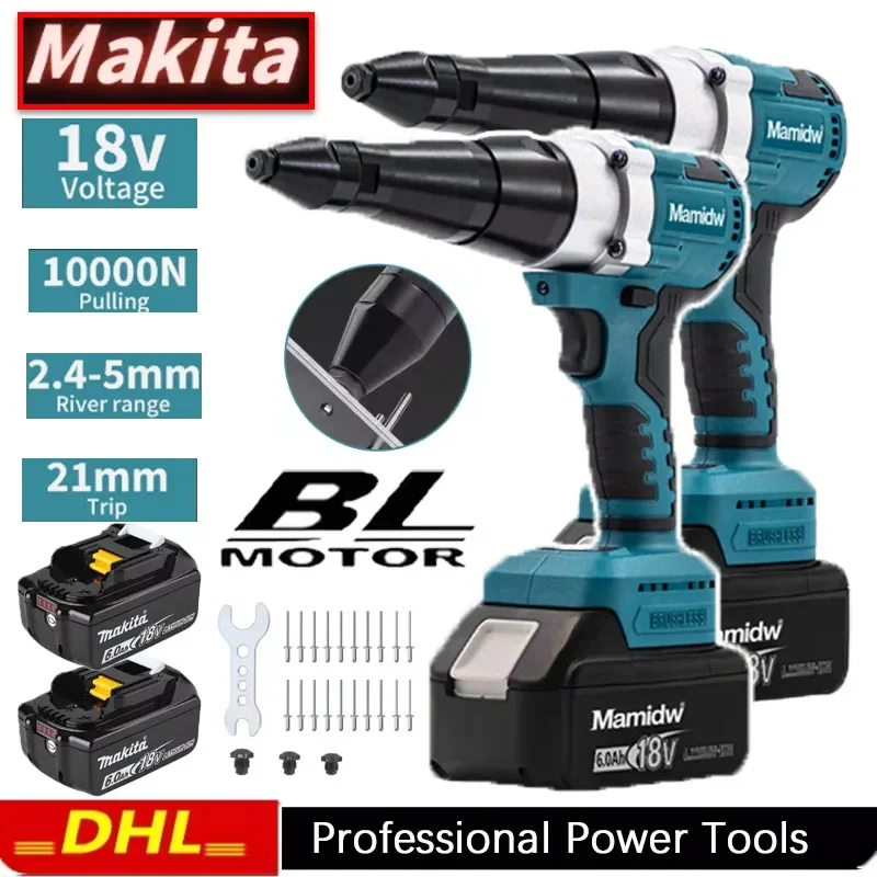 Makita Brushless Electric Rivet Gun LED Cordless Multifunctional Rivet Nut Gun Automatic Riveting Tool Compatible with 18V Batte
Makita Brushless Electric Rivet Gun LED Cordless Multifunctional Rivet Nut Gun Automatic Riveting Tool Compatible with 18V Batte