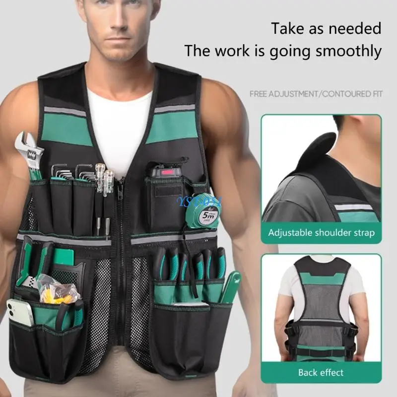 E15A Construction Tool Vest High Visibility Design For Electricians And Carpenters With Multiple Adjustable Compartments
E15A Construction Tool Vest High Visibility Design For Electricians And Carpenters With Multiple Adjustable Compartments