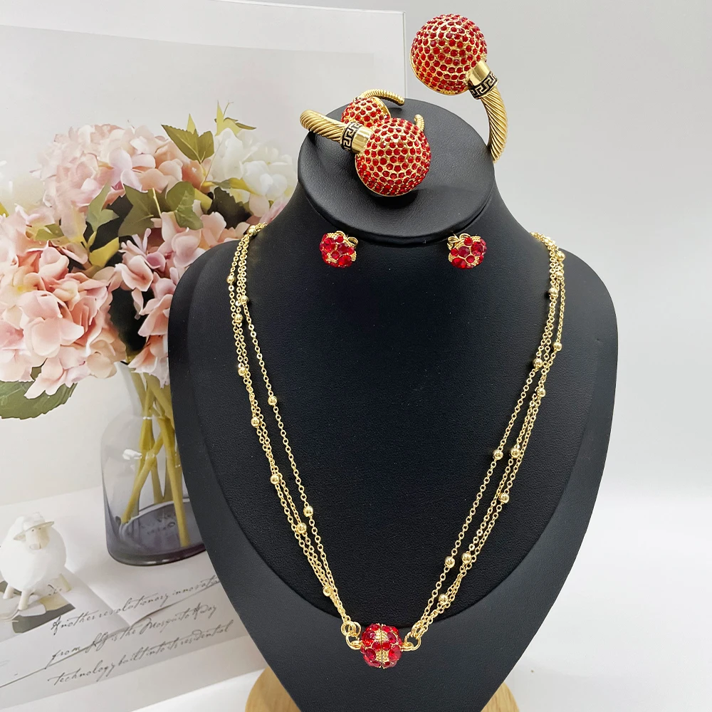 Magnetic Suction Jewelry Red Zircon Necklace Round Bead Red Stones Earrings Special Exquisite Banquet Gifts Daily Wear For Women
Magnetic Suction Jewelry Red Zircon Necklace Round Bead Red Stones Earrings Special Exquisite Banquet Gifts Daily Wear For Women