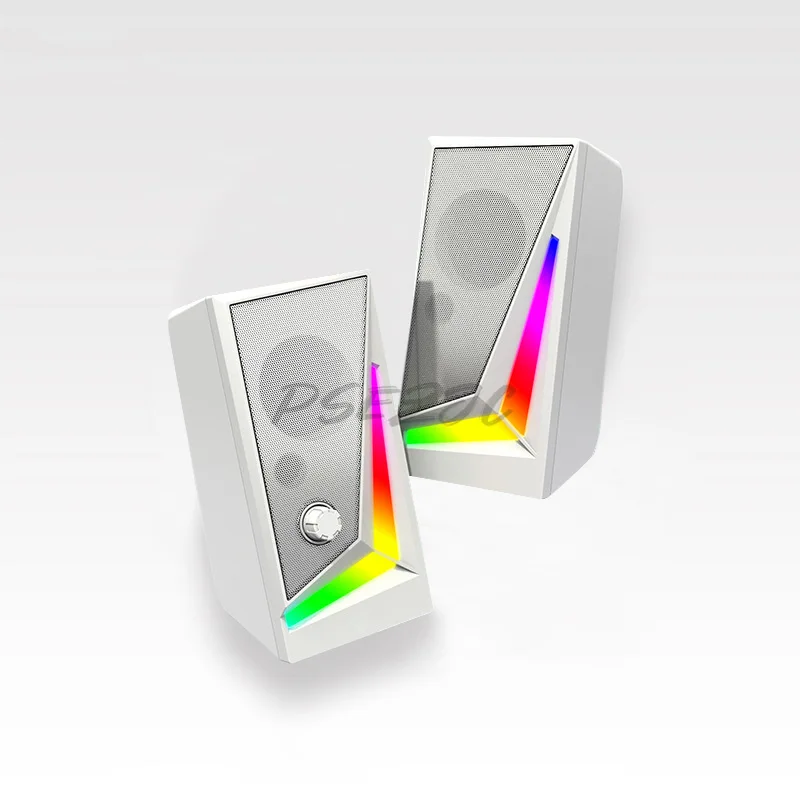 2,0-канальный мультимедийный настольный проводной динамик RGB для игр с тяжелыми басами, ноутбука, USB-компьютерное аудио
2,0-канальный мультимедийный настольный проводной динамик RGB для игр с тяжелыми басами, ноутбука, USB-компьютерное аудио
