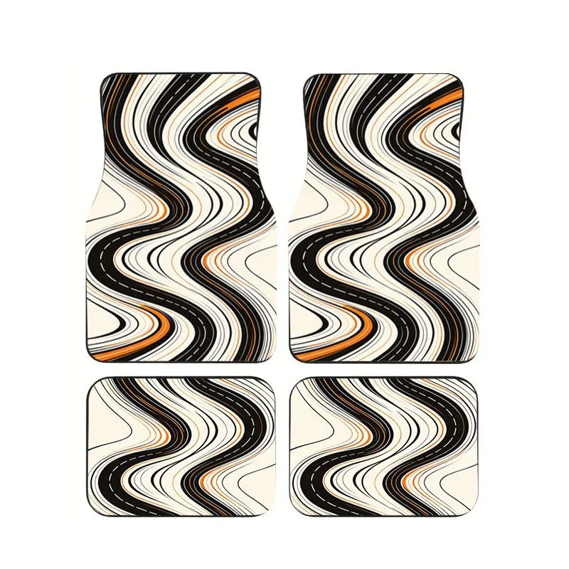 Beige Black Wavy Lines Car Floor Mats 4pcs, Retro Vibe Universal Auto Foot Mats, Non-slip & Anti-dirt Stylish Car Carpet
Beige Black Wavy Lines Car Floor Mats 4pcs, Retro Vibe Universal Auto Foot Mats, Non-slip & Anti-dirt Stylish Car Carpet
