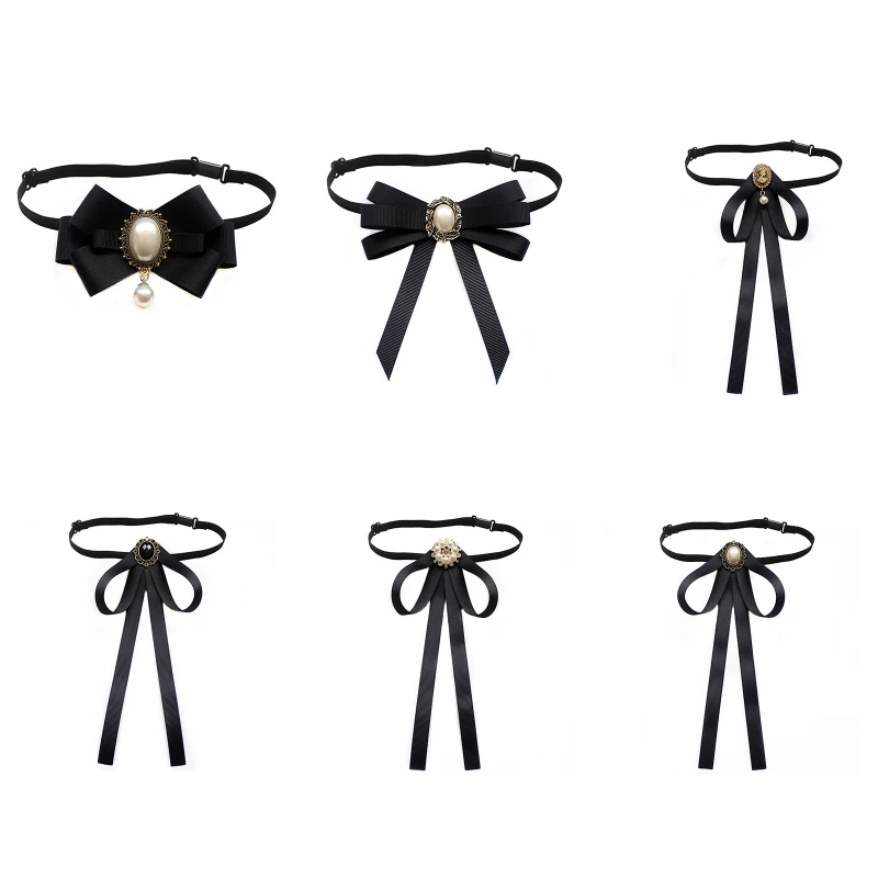 Women Student Handmade Pre-Tied Bowknot Bow Tie with Luxury Diamond Pearl Charms Office Lady Adjustable Ribbon Necktie
Women Student Handmade Pre-Tied Bowknot Bow Tie with Luxury Diamond Pearl Charms Office Lady Adjustable Ribbon Necktie