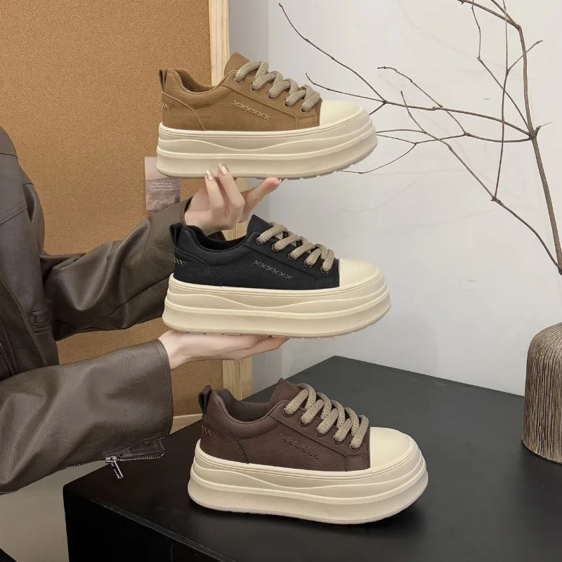 Spring and Autumn 2026 Single Shoes,Thick-soled,Fashionable,Height-increasing Casual Sneaker Shoes,Lace-up Women's Shoes,35-40
Spring and Autumn 2026 Single Shoes,Thick-soled,Fashionable,Height-increasing Casual Sneaker Shoes,Lace-up Women's Shoes,35-40