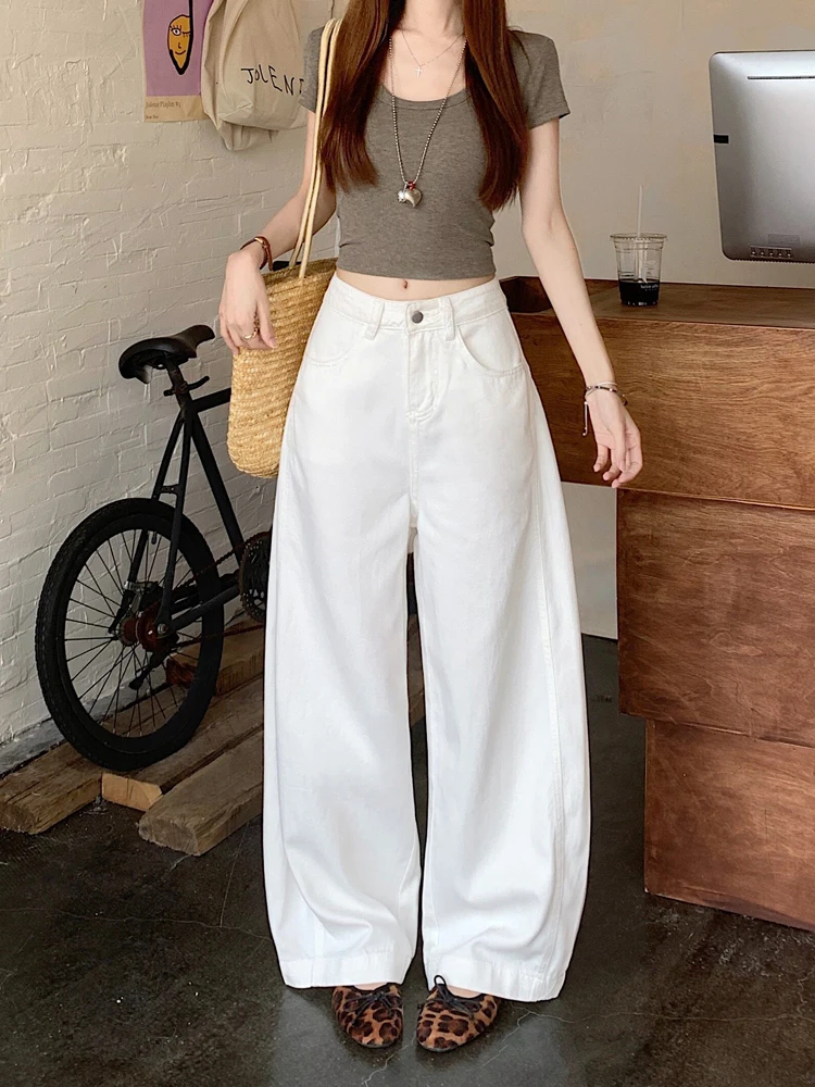 High Waist White Wide Leg Jeans American Retro Style Summer New Women's Clothing Casual Loose Fit No Stretch Elastic Band
High Waist White Wide Leg Jeans American Retro Style Summer New Women's Clothing Casual Loose Fit No Stretch Elastic Band