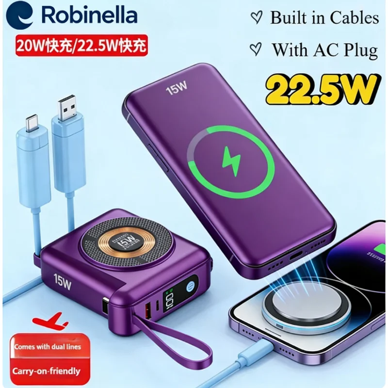 30000mAh Wireless Magnetic Power Bank 22.5W Super Fast Charging Large Capacity Portable Battery Charger for IPhone Huawei Xiaomi
30000mAh Wireless Magnetic Power Bank 22.5W Super Fast Charging Large Capacity Portable Battery Charger for IPhone Huawei Xiaomi