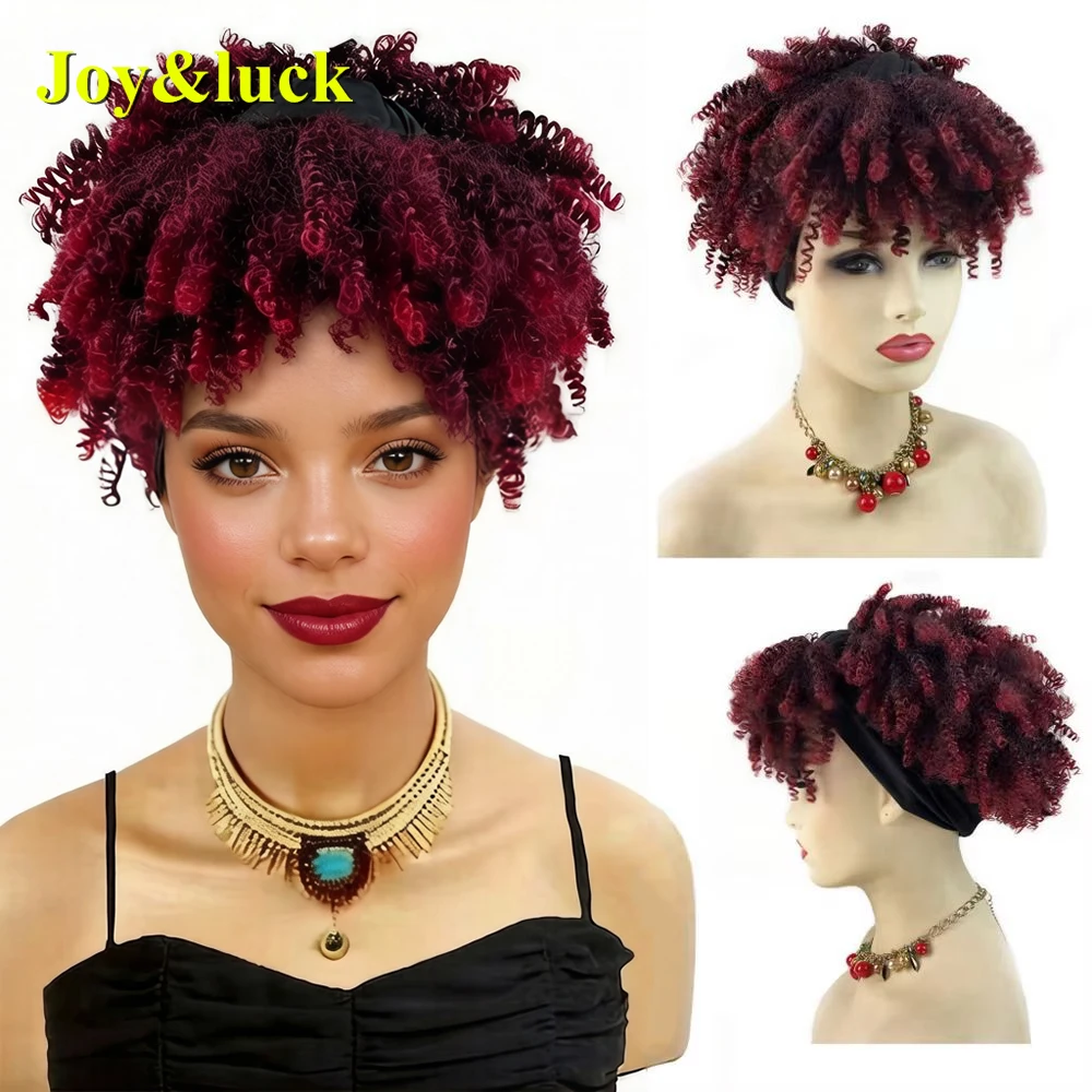 Synthetic Headband Wig Short Burgundy Afro Curlys With Bangs Wigs African Women Daily Use Wine Red Hair
Synthetic Headband Wig Short Burgundy Afro Curlys With Bangs Wigs African Women Daily Use Wine Red Hair