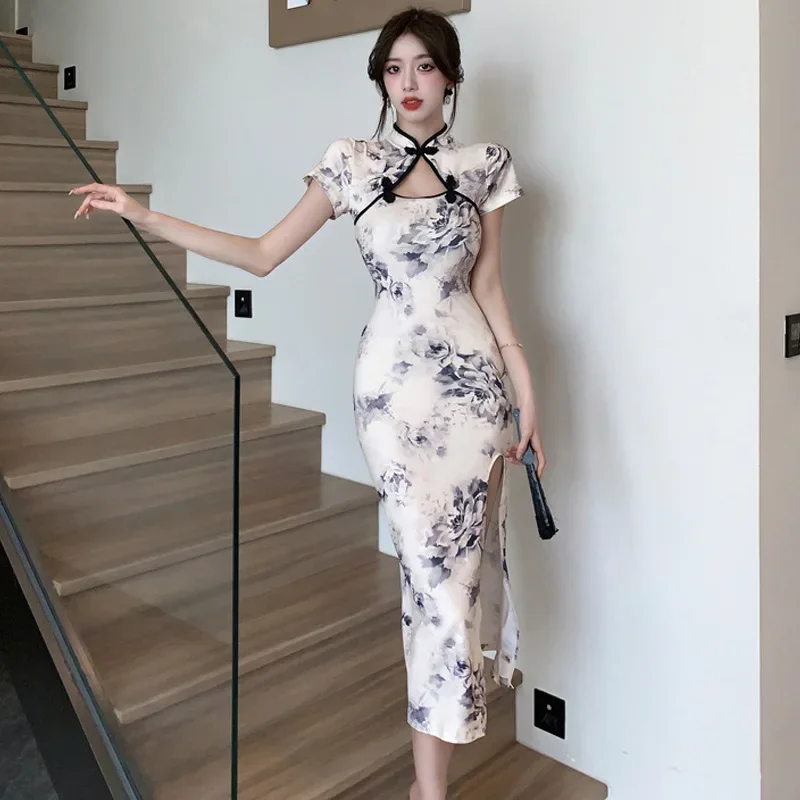 Традиционное элегантное Ципао, современное романтическое простое платье Cheongsam с принтом, лето 2022, молодое улучшенное женское китайское платье 
Традиционное элегантное Ципао, современное романтическое простое платье Cheongsam с принтом, лето 2022, молодое улучшенное женское китайское платье