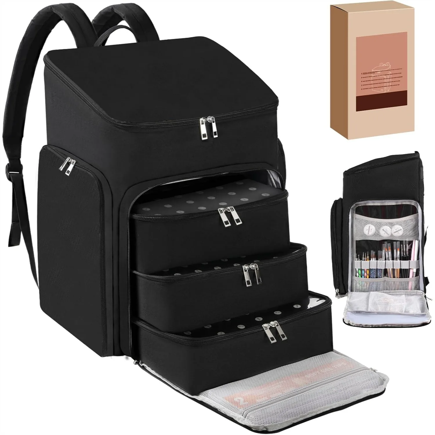 Professional Nail Polish Organizer Backpack, Black Storage Case with Multiple Compartments, Portable Travel Bag for Nail Art
Professional Nail Polish Organizer Backpack, Black Storage Case with Multiple Compartments, Portable Travel Bag for Nail Art