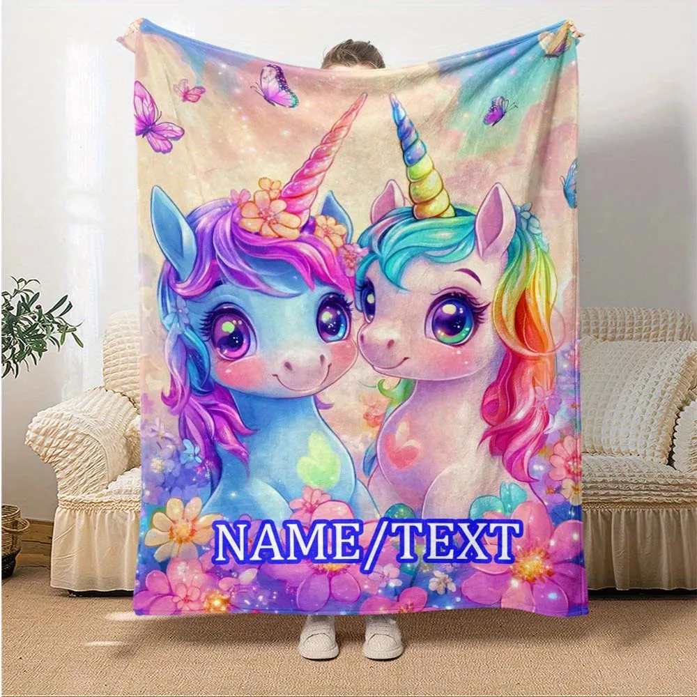 1pc Custom Cute Unicorn Girls Blanket with Personalized Name, Soft Flannel Throw Blanket for Kids Bedroom Couch Bed
1pc Custom Cute Unicorn Girls Blanket with Personalized Name, Soft Flannel Throw Blanket for Kids Bedroom Couch Bed