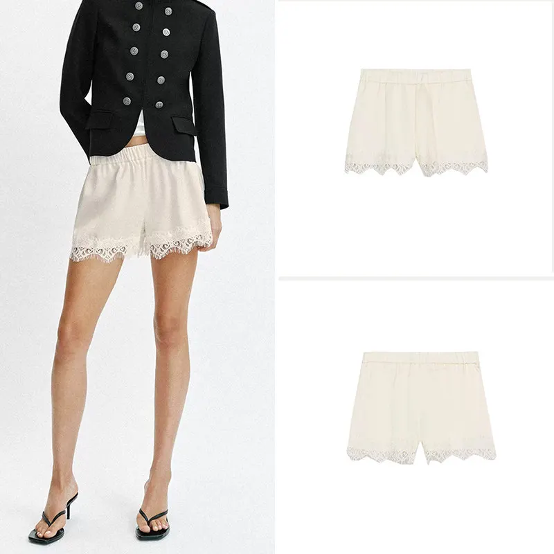 Fashionable Lace Trim Elastic Waist Shorts Women's Straight Leg Pants Natural Waist Summer 2026 Zadata Ladies' Shorts
Fashionable Lace Trim Elastic Waist Shorts Women's Straight Leg Pants Natural Waist Summer 2026 Zadata Ladies' Shorts