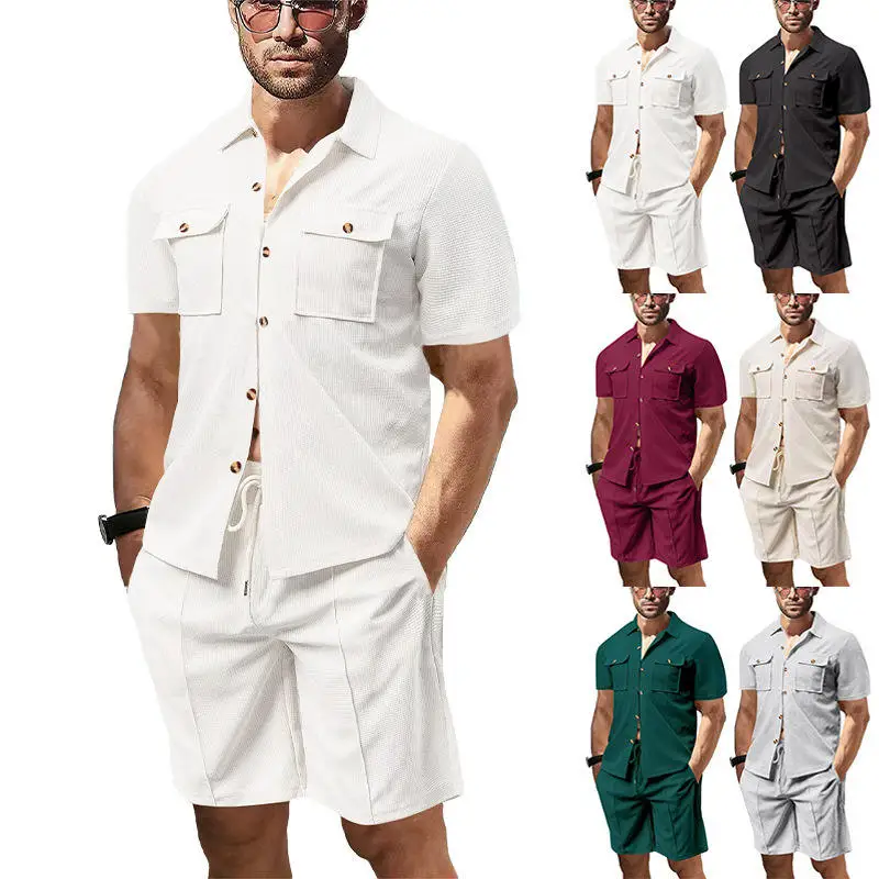 New Summer Men's Color Pocket Shirt Short Sleeve Two-Piece Set Short Pants XZ5 Fashionable Casual Wear for Men
New Summer Men's Color Pocket Shirt Short Sleeve Two-Piece Set Short Pants XZ5 Fashionable Casual Wear for Men