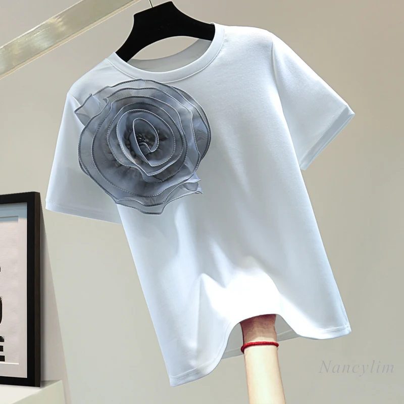 Summer Big Flower T-Shirts Womens 2024 Korean Style Loose Slimming Elastic Straight Top Color Matching Short Sleeve Crew Neck T
Summer Big Flower T-Shirts Womens 2024 Korean Style Loose Slimming Elastic Straight Top Color Matching Short Sleeve Crew Neck T