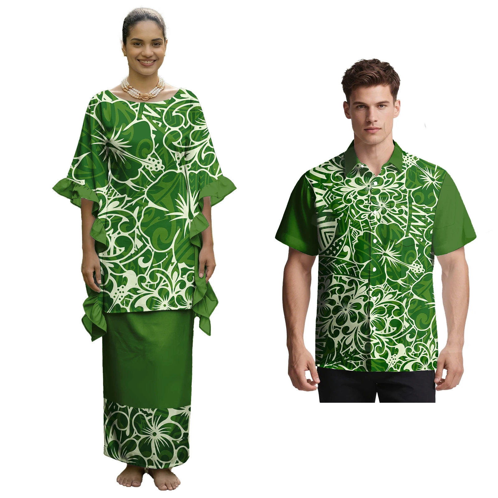 Brand New Custom Design 2pc Set Polynesian Couple Matching Outfits Samoan Puletasi for Women Hawaiian Hibiscus Print Men Shirts
Brand New Custom Design 2pc Set Polynesian Couple Matching Outfits Samoan Puletasi for Women Hawaiian Hibiscus Print Men Shirts