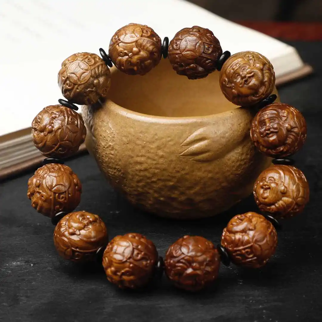 Green Sandalwood Maitreya God of Wealth Carving Bracelet Fortune Fan Buddha Beads Amusement Article Double-Sided Gear
Green Sandalwood Maitreya God of Wealth Carving Bracelet Fortune Fan Buddha Beads Amusement Article Double-Sided Gear