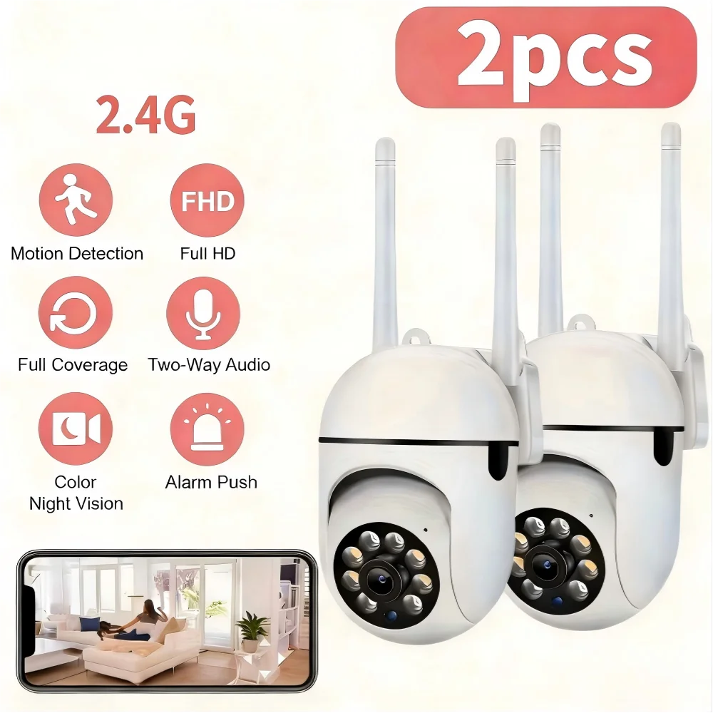 Комплект из 2 Wi-Fi камер безопасности 2.4G, 1080P, настенные PTZ-камеры с цветным ночным видением, отслеживанием движения, двусторонней связью, облачным хранилищем/на SD-карте
Комплект из 2 Wi-Fi камер безопасности 2.4G, 1080P, настенные PTZ-камеры с цветным ночным видением, отслеживанием движения, двусторонней связью, облачным хранилищем/на SD-карте