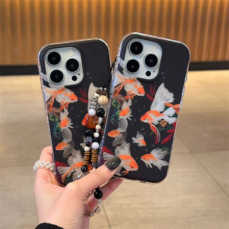 Retro Chinese Style Lucky Gold Fish Phone Case For iPhone 17 Pro 16 15 14 Pro Max Back Cover with Chain Shockproof Cute Cases Ca
Retro Chinese Style Lucky Gold Fish Phone Case For iPhone 17 Pro 16 15 14 Pro Max Back Cover with Chain Shockproof Cute Cases Ca