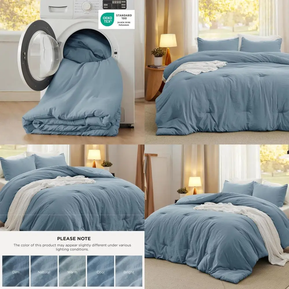 Dusty Blue Oversized Queen Comforter Set with Prewashed Bedding, 3-Piece Set Including Lightweight Comforter and 2 Pillowcases
Dusty Blue Oversized Queen Comforter Set with Prewashed Bedding, 3-Piece Set Including Lightweight Comforter and 2 Pillowcases