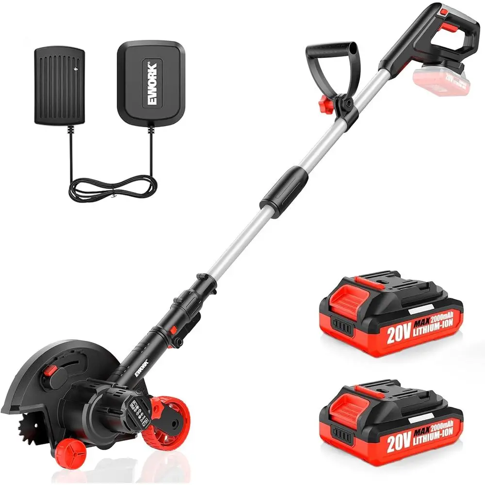 EWORK 20V CordlLawn Edger with 2 Batteries & , Battery Powered Edger Lawn with 9" Metal Blade, 4 Adjustable Depth, Adjustable Ha
EWORK 20V CordlLawn Edger with 2 Batteries & , Battery Powered Edger Lawn with 9" Metal Blade, 4 Adjustable Depth, Adjustable Ha