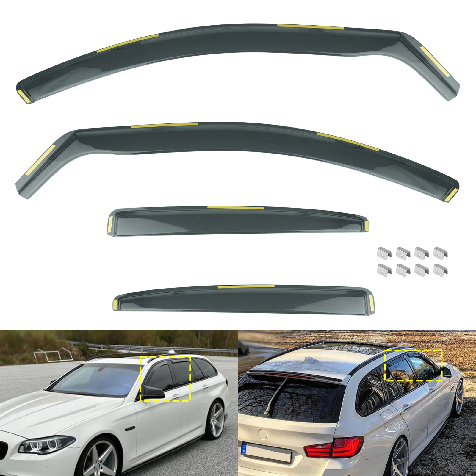 4pcs Tint Side Window Wind Rain Sun Guard Deflectors Edgevisor Translucent For BMW 5 Series F11 2010-2017 Estate Touring 5 Door
4pcs Tint Side Window Wind Rain Sun Guard Deflectors Edgevisor Translucent For BMW 5 Series F11 2010-2017 Estate Touring 5 Door