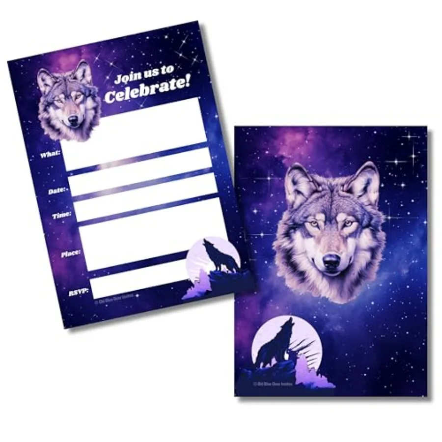 Wolf Galaxy Birthday Party Invitations 20 Count with Envelopes - All Occassion Event Announcements - Wolves Howling at the Moon
Wolf Galaxy Birthday Party Invitations 20 Count with Envelopes - All Occassion Event Announcements - Wolves Howling at the Moon