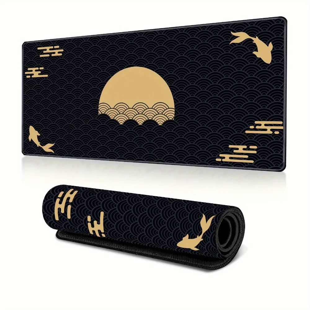 A large black and yellow mouse pad with patterns of koi, the sun and clouds, measuring 90X40 cm, is suitable for home use
A large black and yellow mouse pad with patterns of koi, the sun and clouds, measuring 90X40 cm, is suitable for home use