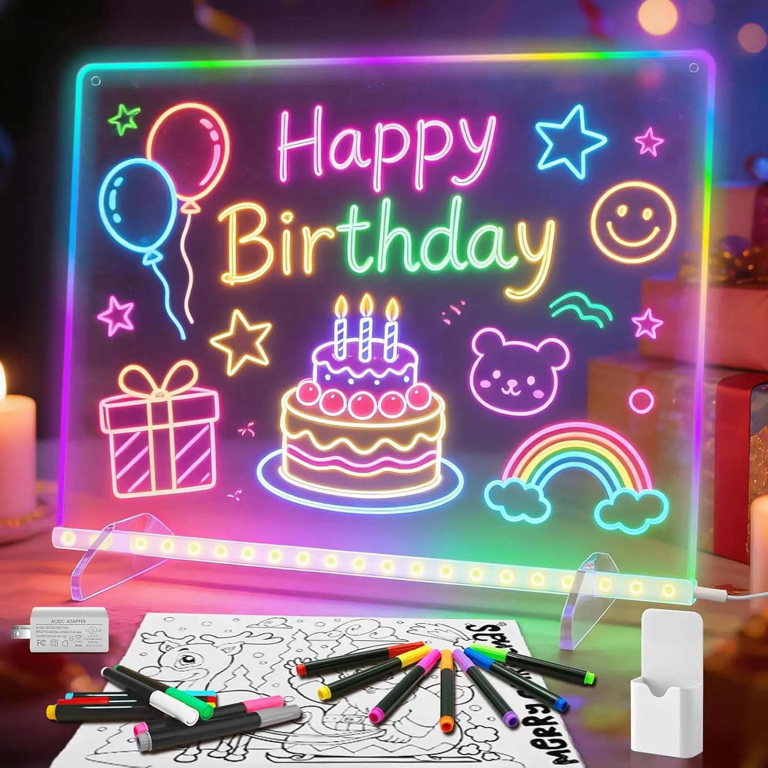 Led Note Board with 14 Highlighters,16''Drawing Tablet,6 Modes & 8 Colors Light Up Drawing Board,Kids Toy with 13 Light Effects,Birthday Holiday Day Gifts for Girls & Boys Age 3+,Tracing Book
Led Note Board with 14 Highlighters,16''Drawing Tablet,6 Modes & 8 Colors Light Up Drawing Board,Kids Toy with 13 Light Effects,Birthday Holiday Day Gifts for Girls & Boys Age 3+,Tracing Book