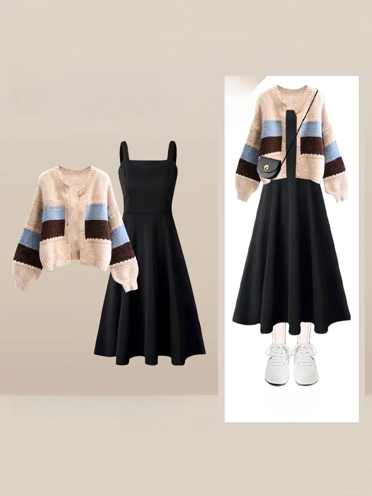 Korean Style Sweet Color Block Knitted Cardigan Women's Autumn Slimming Meat Covering Strap Dress Two-Piece Set Fashionable E...
Korean Style Sweet Color Block Knitted Cardigan Women's Autumn Slimming Meat Covering Strap Dress Two-Piece Set Fashionable E...