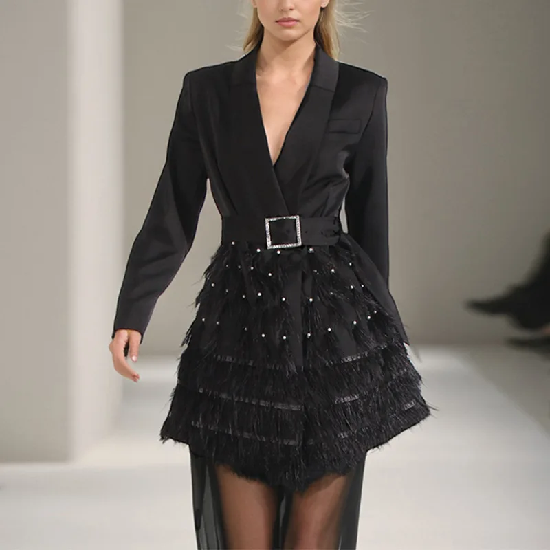 New Spring Mesh Splicing Dresses Women Lapel with Belt Mid Length Dress Autumn High Waist Single Breasted Long Sleeves Dress
New Spring Mesh Splicing Dresses Women Lapel with Belt Mid Length Dress Autumn High Waist Single Breasted Long Sleeves Dress